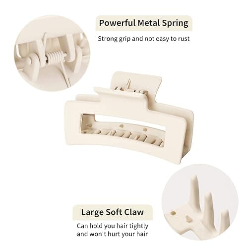 Vsiopy 10pcs Hair Claw Clips for Women - 3.5 Inch Nonslip Medium Large Clamps for Thin Hair, 5 Pack Strong Hold Square Jaw Clips thumbnail 8