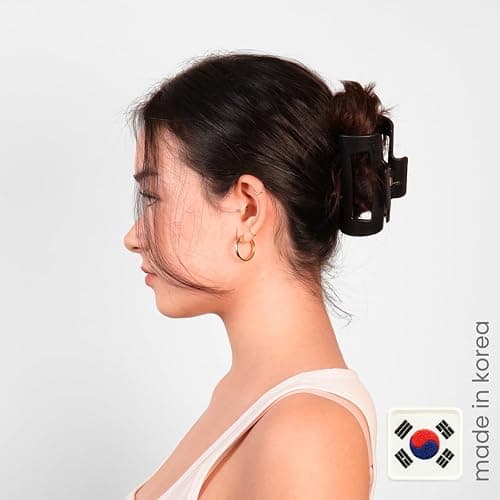 Mello Hair Claw Clip – Flexible Hair Clip for All Hair Types, Durable Strong Hold, Non-Slip Matte Finish, Claw Clips for Girls & Women, Perfect for Everyday Hair Styling, Made in Korea (Black) thumbnail 2