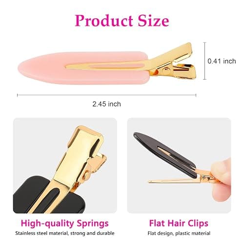 D 6 Pcs Creaseless Hair Clips No bend No Crease Hair Clip Makeup Clips for Women and Girls Flat Hair Clips for Hairstyling Salon Golden Handle thumbnail 2