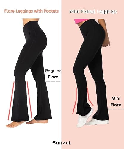 Sunzel High Waist Mini Flared Leggings for Women, Tummy Control Casual Flare Yoga Pants for Yoga Workout Gym thumbnail 2