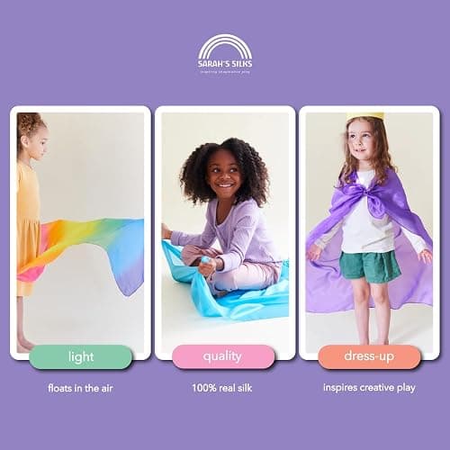 Sarah's Silks Set of 3 Playsilks | Rainbow, Sky Blue, and Purple thumbnail 3