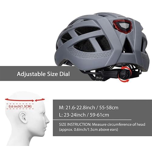 Adult-Men-Women Bike Helmet with Light - Mountain Road Bicycle Helmet with Replacement Pads & Detachable Visor thumbnail 6