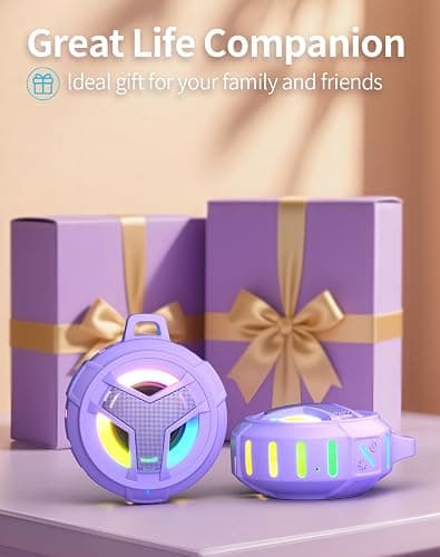 EBODA Bluetooth Shower Speaker, IP67 Waterproof Portable Wireless Small Speakers, Floating, 24H Playtime for Home, Beach, Pool, Kayak, Hiking, Boat Accessories, Gifts for Women, Girls - Purple thumbnail 7