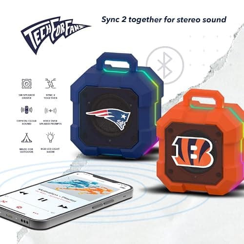 SOAR NFL Shockbox LED Wireless Bluetooth Speaker - Water Resistant IPX4, 5.0 Bluetooth with Over 5 Hours of Play Time - Small Portable Speaker - Officially Licensed NFL, Perfect Home & Outdoor Speaker thumbnail 3