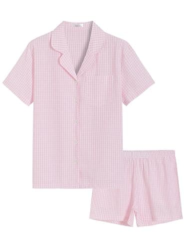 Latuza Women's Seersucker Cotton Summer Pajama Set Button Down Pj Set - Image 1