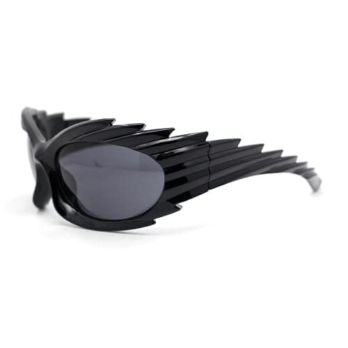 SA106 Runway Thorny Beveled Wrap Around Plastic Sport Sunglasses thumbnail 3
