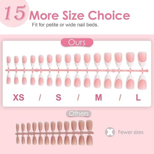 Canvalite French Tip Press on Nails Gel Nail Tips - 300Pcs Pre-Colored Quick and Easy Press on Nails Almond Fake Nails with Designs DIY Nail Extensions Valentines Day Gifts for Her, Pink White thumbnail 8