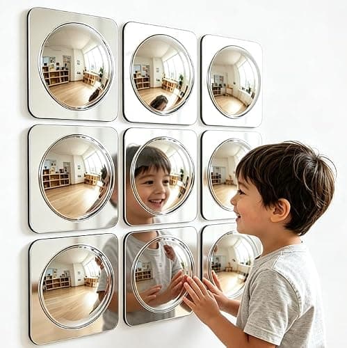 BAOGETONGLER 3-piece Sensory wall Bubble Mirrors, Acrylic Interactive Mirrors, Suitable for Kids' classrooms and Sensory Rooms, Visual and Tactile stimulating wall Decor (10 x 10 inches) - Image 1