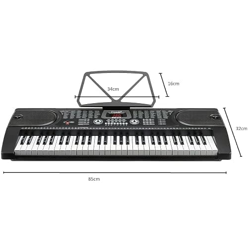 Crystals® 61 Keys Electronic Teaching Keyboard Digital Music Piano Instrument & Microphone with Keyboard Stand - Black (With Double Braced Stand) thumbnail 4