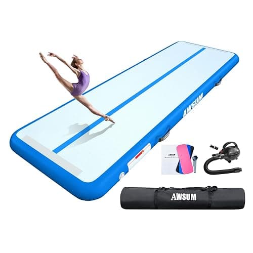 AWSUM Inflatable Gymnastics Mat 6.6ft/10ft/13ft/16ft/20ft/23ft Tumble Track | Air Gymnastics Tumbling Tracks 4/8 inches Thick with Electric Pump for Training Cheerleading Yoga Home Gym Outdoor Park Use - Image 1
