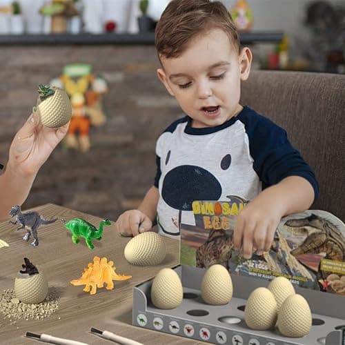 EARTH'SCODE Dinosaur Eggs Excavation Dig Kit, 12 Dino Egg with 12 Cute Unique Dinosaurs Inside Toys for Best Holiday & Birthday Archaeology Science STEM Crafts Gifts for Kids 3-12 Years Old thumbnail 9