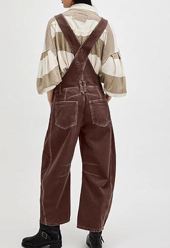 yoeasy Women's Denim Overall Barrel Wide Leg Bib Baggy Jeans Adjustable Strap Denim Romper Stretch Jumpsuit Y2K Pants thumbnail 3