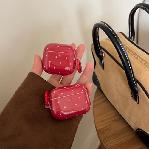 for AirPods Pro 3 Case (2025) with Lock,Cute Retro Red Polka Dot Pattern Vintage Trendy Christmas Protective Girly Cover for Airpod Pro 3 Genetation thumbnail 2