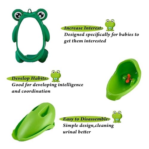 Frog Pee Training,Cute Potty Training Urinal for Boys with Funny Aiming Target,Green Urinals for Toddler Boy thumbnail 4