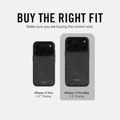 Ridge Case Compatible with iPhone 17 PRO MAX - Compatible with MAGSAFE & Wireless Charging, Aluminum Control Buttons, Dual-Layer Construction, TPU Bumper with Drop Protection (Matte Black) thumbnail 2