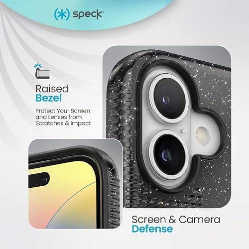 Speck CandyShell Grip iPhone 16 Case - Slim MagSafe - Black Glitter/Steel Black thumbnail 4