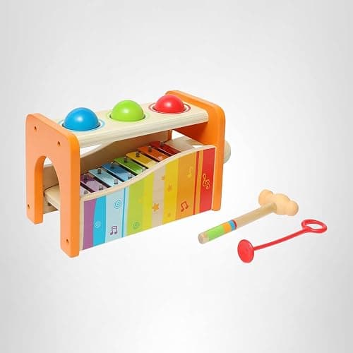 Hape Pound & Tap Bench with Slide Out Xylophone - Award Winning Durable Wooden Musical Pounding Toy for Toddlers thumbnail 10