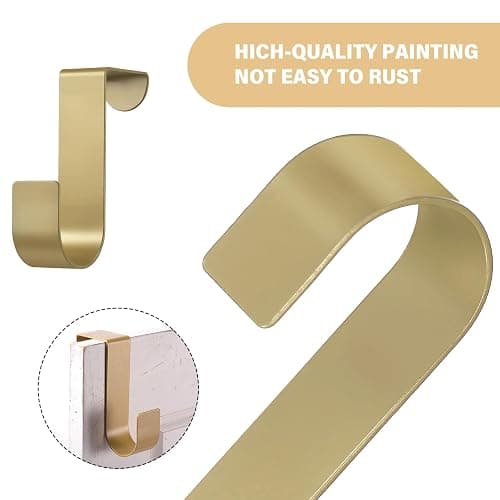 Hotop 12 Pcs Over The Cabinet Drawer Door Hooks 1.12 Inch Hooks for Hanger The Cabinet Sturdy Metal Z Shaped Hanger peg for Bathroom Clothes Towel(Gold) - Gold thumbnail 3