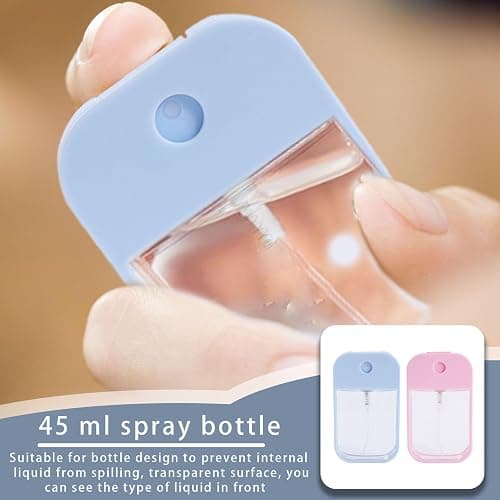 vcsjw Sprühflaschen Kleine,2 Stück 45ml Mini Sprühflasche,Hand Sanitizer Spray zum Ausgeben und Tragen von Parfüm Kosmetik Körperpflege,Wiederverwendbar(Blau,Rosa) thumbnail 5