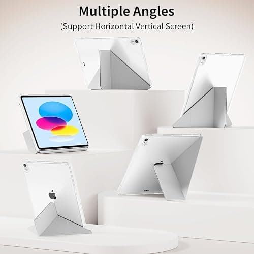 KVTVOU Clear Case for iPad (A16) 11th/10th Generation (2025/2022, 11/10.9 Inch), 2 in 1 Detachable Sliding Cover, Y-Multiple Stand Cover Support Vertical Screen Game Mode, Slim & Thin, Gray thumbnail 3