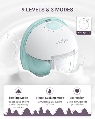 comfyer Heated Breast Pump Hands Free, Industry-Leading Heating Tech, Innovative Magnetic Charging Base, App Discreet Control, 20pcs Breastmilk Storage Bags Included, Hospital-Grade Suction, 2 Pack thumbnail 6