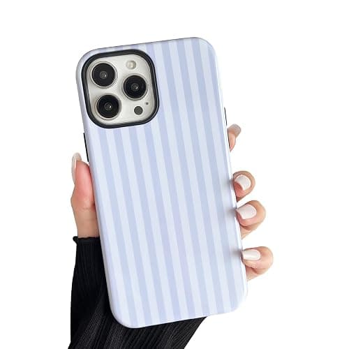 CHEDEMK Compatible with iPhone 14 Pro Max Case, Cute Fashion Aesthetic Striped Pattern Cover for Women, Shockproof Soft TPU and Hard PC Protective Phone Case for iPhone 14 Pro Max 6.7"- White - Image 1