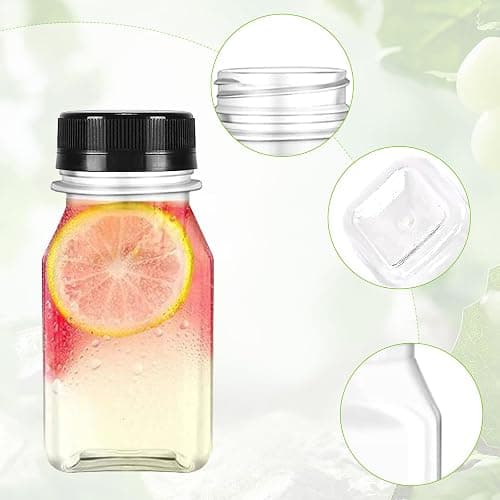 FORYNXHWIN 10pcs 4oz/120ml Plastic Juice Bottles - Reusable Clear Mini Shot Bottles with Lids, Labels, Funnel & Brush, Leak-proof Bulk Beverage Drink Containers for Juicing & Smoothies thumbnail 4