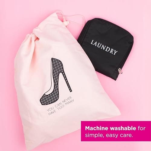 Miamica Shoe Storage Bag – 11” x 9” – Cute Shoe Bag for Women w Interior Divider, Protects Luggage - Fits 1-2 Pairs of Shoes thumbnail 5
