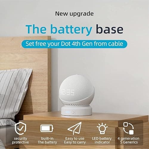 Liboer Battery Base for Echo dot 5th Generation Portable Echo Dot 4th Generation and Homepod Mini Battery Stand Accessories， not Including The Speaker(White) - White thumbnail 3