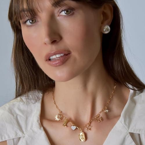 Humble Chic NY Gold Charm Necklace for Women - Paperclip Chain Necklace with Trendy Charms, Chunky Statement Necklace thumbnail 2