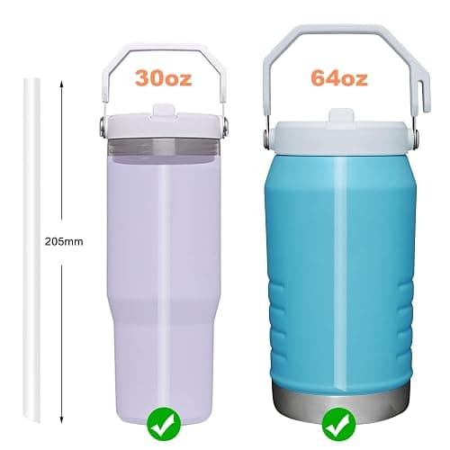 Bubrike Replacement Straws Compatible with Stanley IceFlow Flip Straw Tumbler 30 oz,64 oz-Accessories included 6 Straws,1 Cleaning Brush(Not For Stanley Ice Flow 2.0 Flip Tumbler 30 oz,64 oz) thumbnail 2