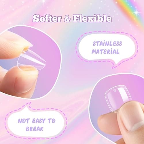 krofaue Short Kids Clear False Nails - 240Pcs Press on Nails for Little Girls Full Cover Children Fake Nails Fingernail Decoration 10 Sizes Soft Gel Nail Tips for Kids thumbnail 5