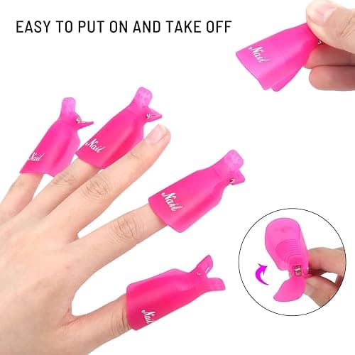 Ponjowl Gel Nail Polish Remover Kit with 10pcs purple Nail Polish Remover Clips Cap, Dispenser Bottle,Gel Polish Cuticle Pusher, 400 PCS Cotton Pads, Buffer Block, Handle Brushes, Nail File. thumbnail 6