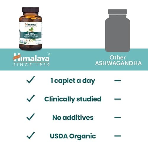 Himalaya Organic Ashwagandha Root, 60 Day Supply - Herbal Adrenal Support Supplements for Stress Relief and Energy Support - USDA Organic, Non-GMO, Vegan, Gluten Free, No Additives, 670 mg, 60 Caplets thumbnail 5
