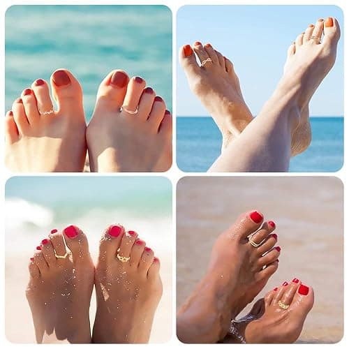YVOETN 24Pcs Open Toe Rings Set for Women Adjustable Toe Band Knuckle Ring Arrow Knot Star Moon Finger Tail Foot Rings Summer Beach Foot Jewelry thumbnail 5