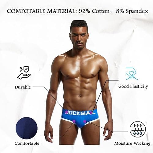 JOCKMAIL Mens Jockstrap Cotton Briefs Breathable Athletic Underwear for Athletic Supporter thumbnail 4