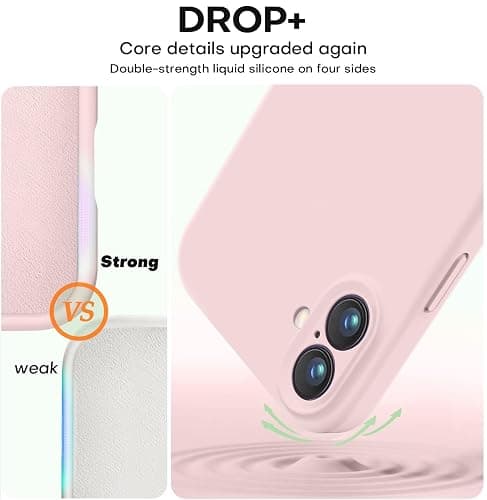 Vooii Compatible with iPhone 16 Case, Liquid Silicone Upgrade [Camera Protection] [Soft Anti-Scratch Microfiber Lining] Shockproof Phone Case for iPhone 16 6.1 inch - Chalk Pink thumbnail 4