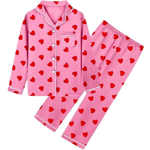 Umeyda Girls & Womens Satin Pajamas Set, 2 Pieces Silky Pjs Long Sleeve + Pants Sleepwear for Mom Kids and Boys - Image 1