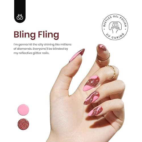 Beetles Glitter Gel Nail Polish, 6 Colors Holographic Sparkle Glitter Winter Gel Polish Flash Diamond Sliver Gold Black Red UV LED Soak Off Manicure Gift for Women thumbnail 4