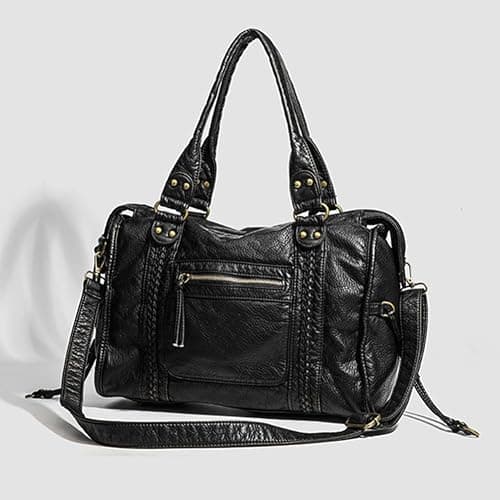 TIAASTAP Vintage City Bag Damen – PU Ledertasche Handtasche Groß Shopper Tasche Y2K Schultertasche Arbeitstasche Uni Japanese School Bag, Damen-Henkeltaschen für Frauen thumbnail 6