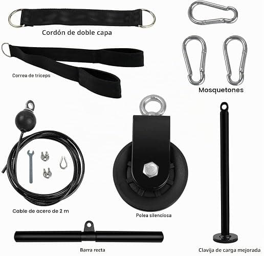 LFJ Poleas Gimnasio para Casa Fitness DIY Triceps Polea Gym Cable Máquina Musculacion Kit Sistema Poleas Entrenamiento de Fuerza del Brazo thumbnail 3