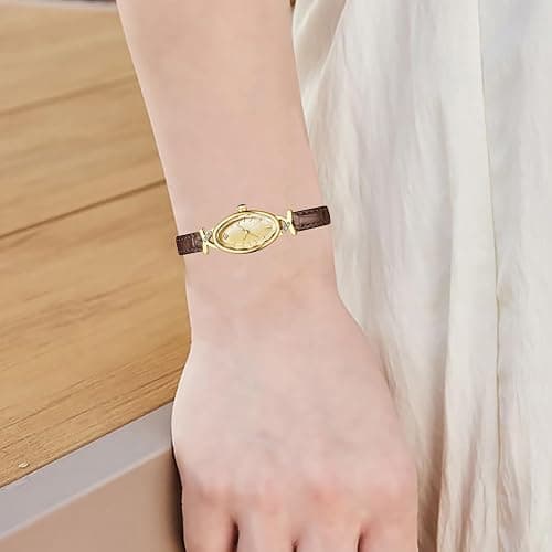 BESTKANG Leather Women's Watch Dainty Vintage Oval Ladies' Watch Elegant Diamond Waterproof Quartz Gold Watches for Women thumbnail 3