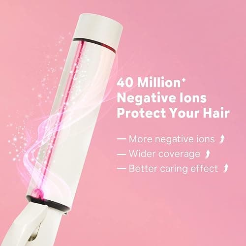 1.5 Inch Extra Large Curling Wand for Long Hair - Ceramic Tourmaline Barrel with 40000000 Negative Ions, 2 Clips & Heat-Resistant Glove thumbnail 2
