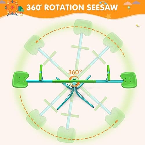 Amictoy Seesaw, Sit and Spin Teeter Totter, 3-Section Reinforced Frame for Enhanced Stability, Kids Outdoor Playground Equipment, Swiveling 360° Rotating for Ages 4-8, Safety Certified thumbnail 6