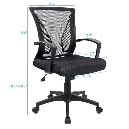 Furmax Office Chair Ergonomic Computer Desk Mesh Chair Mid Back Swivel Lumbar Support with Armrest (1, Black) thumbnail 3