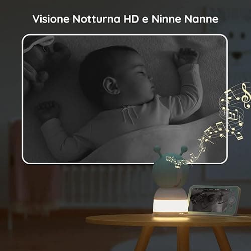 BOIFUN 2K Baby Monitor WiFi, Telecamera 360° con Luci Notturne e Display LCD 5" 3MP, Controllo da App e Monitor, Auto Tracking, Rilevamento Movimento e Suono IA thumbnail 5