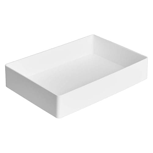 Amazon Basics Rectangular Plastic Organizer Accessory Tray, 24 x 17 x 5 cm, White - Image 1