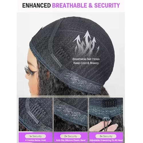 VIPbeauty Kinky Curly Half Wig Human Hair 200 Density 3 In 1 Seamless Flip Over Glueless Wear and Go Beginner Friendly Burmese Curly Half Wig Human Hair Drawstring Headband 20 Inch thumbnail 7
