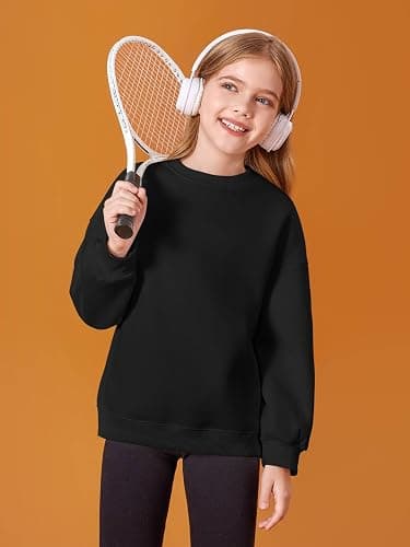 Haloumoning Girls Oversized Crewneck Sweatshirts Kids Fashion Fleece Drop Shoulder Pullover 5-14 Years thumbnail 3