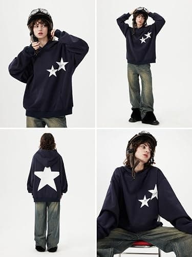Aelfric Eden Star Hoodies Y2k Oversized Graphic Hoodies Aesthetic 90s Crewneck Sweatshirt Long Sleeve Pullover Tops thumbnail 3